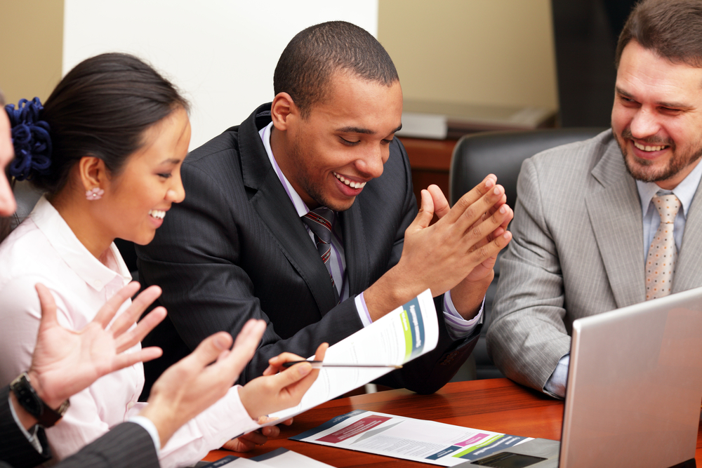 Diverse business team at a meeting. Interacting. 